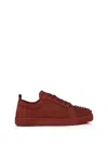 Christian Louboutin Studded Toe Cap Sneakers With Textured Upper In Burgundy