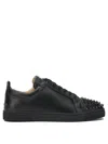 Christian Louboutin Louis Junior Spikes Cap-toe Leather Sneakers In Black