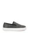 Christian Louboutin Spikeboat Nappa Leather Slip-on Sneakers In Black