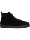 Christian Louboutin Urban Edge High-top Sneakers With Studded Toe In Black