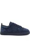 Christian Louboutin Velvet Sneakers Lace-up Eyelet Detailing In Blue