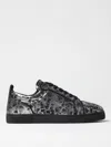 Christian Louboutin Louis Junior Orlato Metallic Printed Suede Sneakers In Black