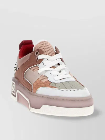 Christian Louboutin Sneakers Featuring Studded Detail And Contrast Panels In Brown