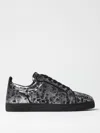 Christian Louboutin Louis Junior Orlato Metallic Printed Suede Sneakers In Black