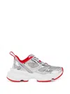 Christian Louboutin So Flo Metallic Leather-trimmed Mesh Sneakers In Silver