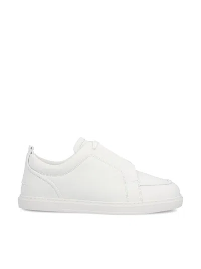 Christian Louboutin Jimmy Rubber-trimmed Leather Sneakers In White