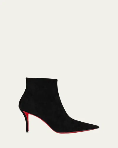 Christian Louboutin So Apostropha Suede Red Sole Stiletto Booties