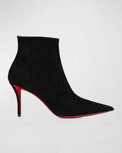 Christian Louboutin So Apostropha Suede Red Sole Stiletto Booties In Black