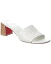 Christian Louboutin Leather Logo Block-heel Mules In White