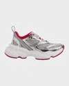 Christian Louboutin So Flo Metallic Leather-trimmed Mesh Sneakers In Silver