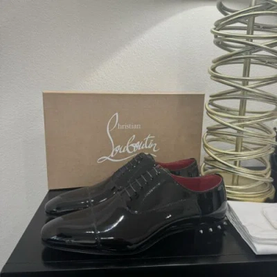 Pre-owned Christian Louboutin So Greggo Spike Dress Shoe Lace-up Patent Black 43