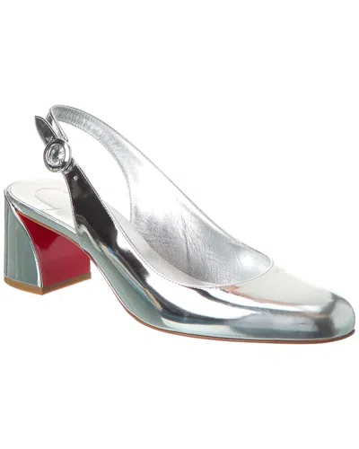 Christian Louboutin So Jane Sling 55 Leather Slingback Pump In Silver