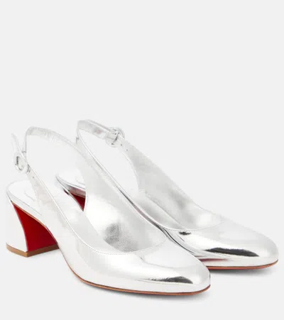 Christian Louboutin So Jane Sling Metallic Leather Slingback Pumps In Silver/lin Silver