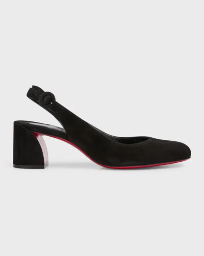 Christian Louboutin So Jane Suede Red Sole Slingback Pumps In Black