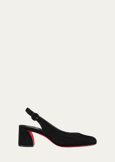 Christian Louboutin So Jane Suede Red Sole Slingback Pumps In Black