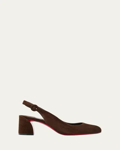 CHRISTIAN LOUBOUTIN SO JANE SUEDE RED SOLE SLINGBACK PUMPS