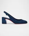 Christian Louboutin So Jane Suede Red Sole Slingback Pumps In Marine