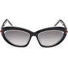 Christian Louboutin So Kate 55mm Gradient Cat Eye Sunglasses In Black