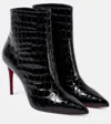 Christian Louboutin So Kate Croc-effect Patent-leather Boots In Black