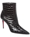 Christian Louboutin So Kate Croc-effect Patent-leather Boots In Black