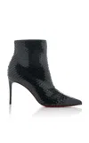 Christian Louboutin So Kate 85mm Croc-effect Patent Leather Ankle Boots In Black