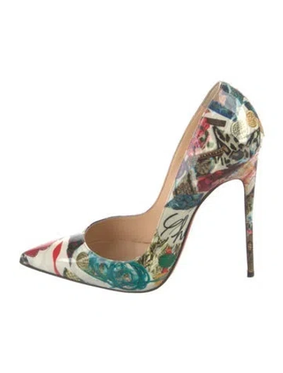 Pre-owned Christian Louboutin So Kate Patent Leather Pumps In Neutral