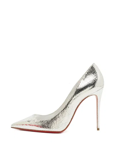 Pre-owned Christian Louboutin So Kate Pointed-toe Leather Pumps In Silver