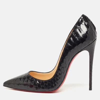 Pre-owned Christian Louboutin So Kate Size 35.5 Black Python Leather Pumps