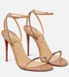 Christian Louboutin So Me 100 Studded Leather Sandals In Beige