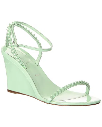 Christian Louboutin So Me 85 Patent Wedge Sandal In Green