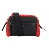 Christian Louboutin Sophisticated Black Grained Calfskin Messenger Bag With Signature Red Accents In Black