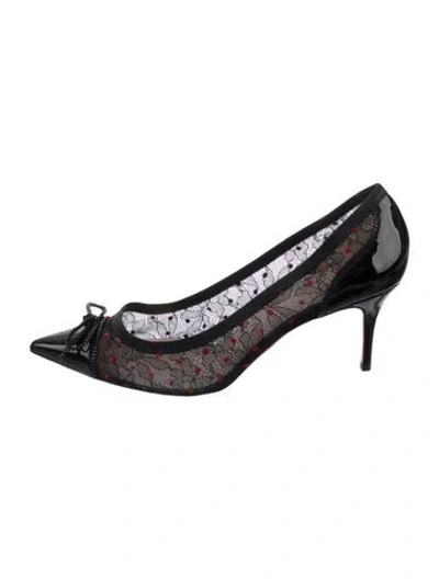 Pre-owned Christian Louboutin Souris 70 Lace Pumps In Black
