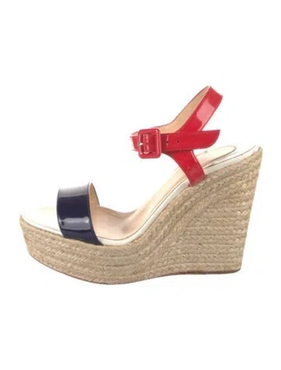 Pre-owned Christian Louboutin Spachica Espadrille Patent Leather Espadrilles In Red