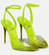 Christian Louboutin Spikaqueen 100 Crystal-embellished Pvc And Leather Pumps In Version Fluo Yellow