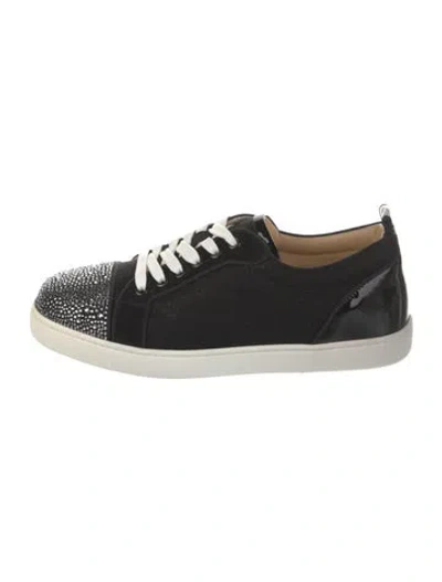Pre-owned Christian Louboutin Spike Accents Canvas Sneakers In Black