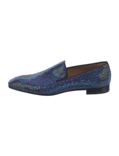 Pre-owned Christian Louboutin Spike Accents Crystal Slippers In Multi