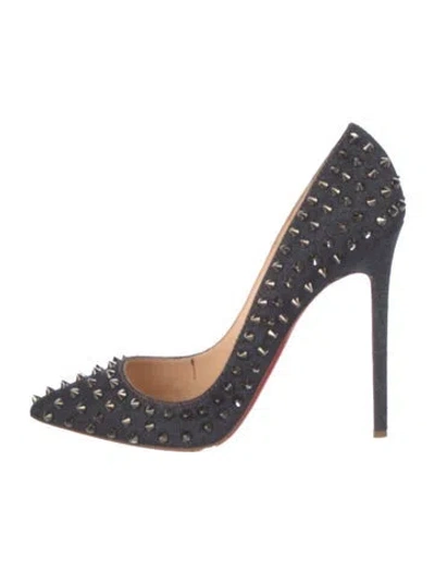 Pre-owned Christian Louboutin Spike Accents Denim Pumps In Blue