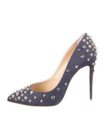 Pre-owned Christian Louboutin Spike Accents Denim Pumps In Blue
