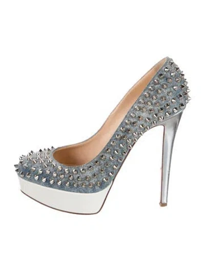 Pre-owned Christian Louboutin Spike Accents Denim Pumps In Blue