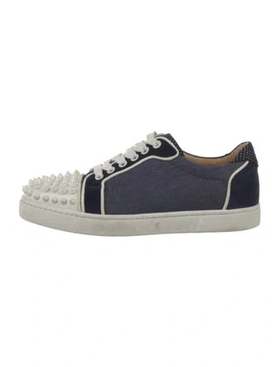 Pre-owned Christian Louboutin Spike Accents Denim Sneakers In Blue