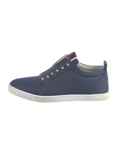 Pre-owned Christian Louboutin Spike Accents Denim Sneakers In Blue