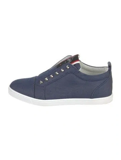 Pre-owned Christian Louboutin Spike Accents Denim Sneakers In Blue
