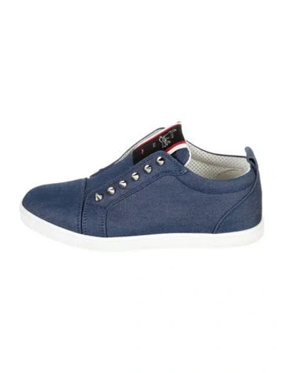 Pre-owned Christian Louboutin Spike Accents Denim Sneakers In Blue