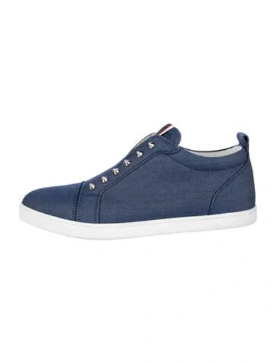 Pre-owned Christian Louboutin Spike Accents Denim Sneakers In Blue
