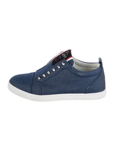 Pre-owned Christian Louboutin Spike Accents Denim Sneakers In Blue