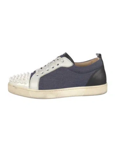 Pre-owned Christian Louboutin Spike Accents Denim Sneakers In Multi