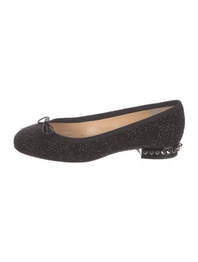 Pre-owned Christian Louboutin Spike Accents Glitter Ballet Flats In Multi