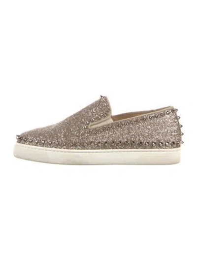 Pre-owned Christian Louboutin Spike Accents Glitter Sneakers