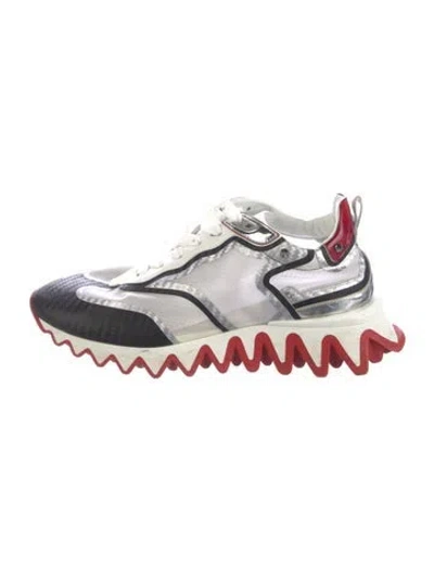 Pre-owned Christian Louboutin Spike Accents Leather Athletic Sneakers In Gray