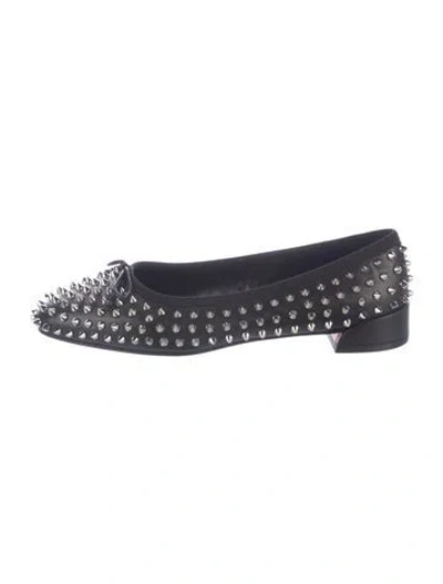 Pre-owned Christian Louboutin Spike Accents Leather Ballet Flats In Blue